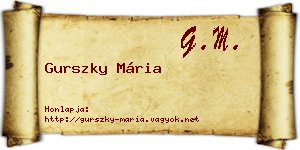 Gurszky Mária névjegykártya