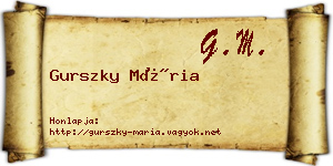 Gurszky Mária névjegykártya